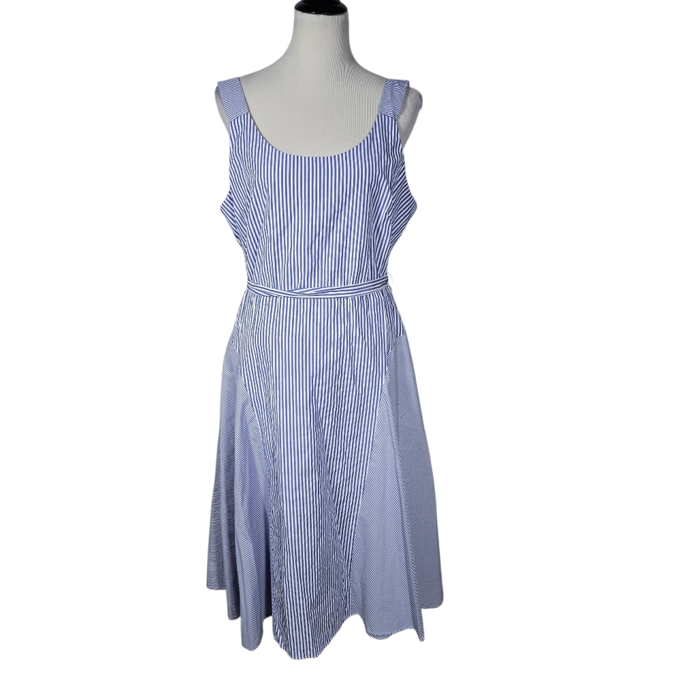 Danny & Nicole Size 16 Blue and White Striped Dress NWT